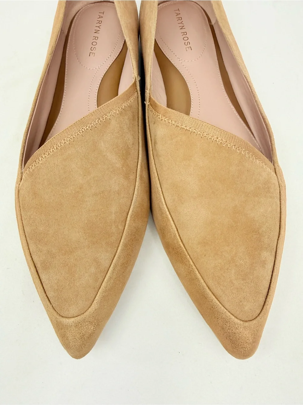 Taryn Rose FELICITY Brown Glitter Suede Pointed Toe D'Orsay Slip On Ballet Flats
